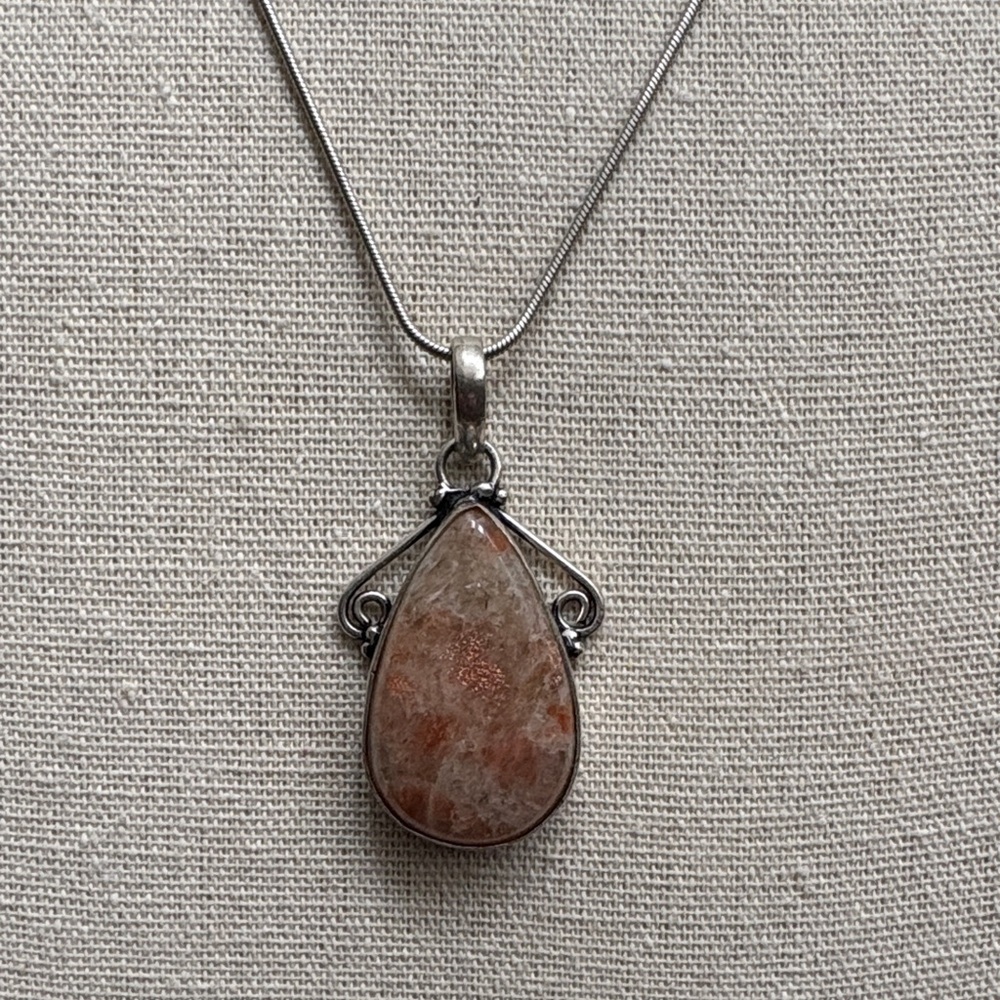Sunstone Sterling Silver Pendant Necklace
